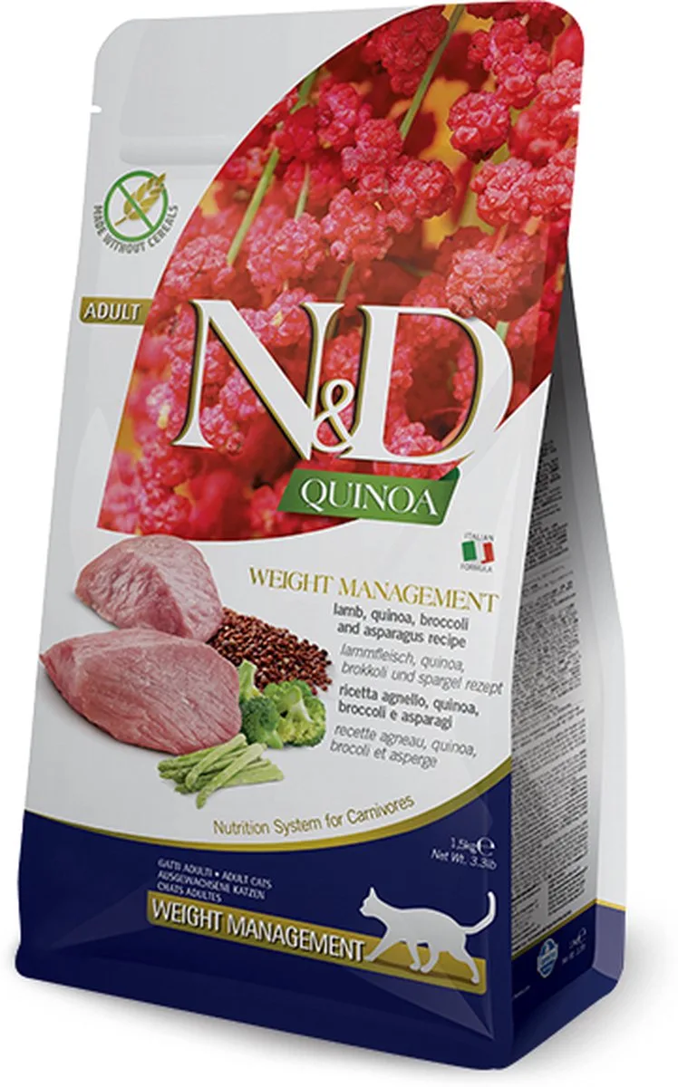 Quinoa Weight Management Adult Kattenvoer - Lamb - 1,5 kg von Farmina – Produktfoto