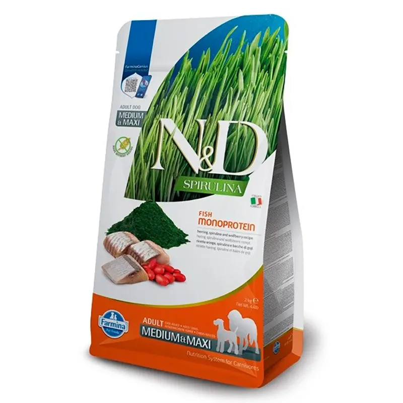 Spirulina Haring Volwassen Hondenvoer Medium/grote Rassen 7kg von Farmina – Produktfoto