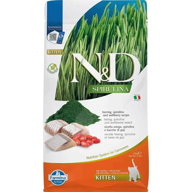 Spirulina Kitten Haring Kattenvoer 1.5kg by Farmina – product photo