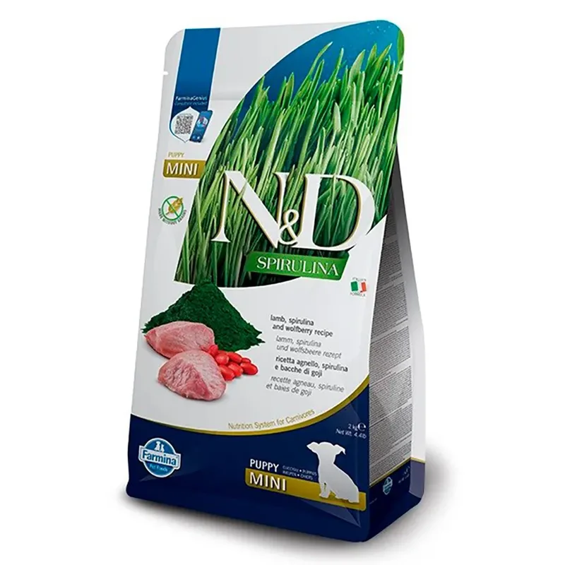 Spirulina Lamb Puppy Mini Hondenvoer 2kg von Farmina – Produktfoto