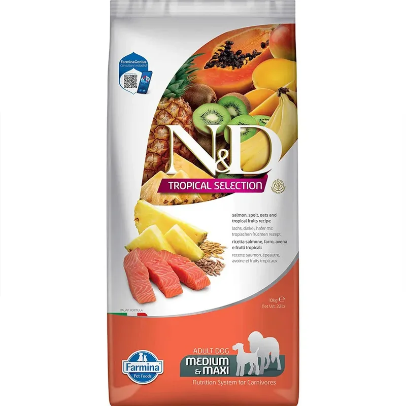 Tropical Selection Med Maxi Zalm Hondenvoer 10kg de Farmina – photo produit