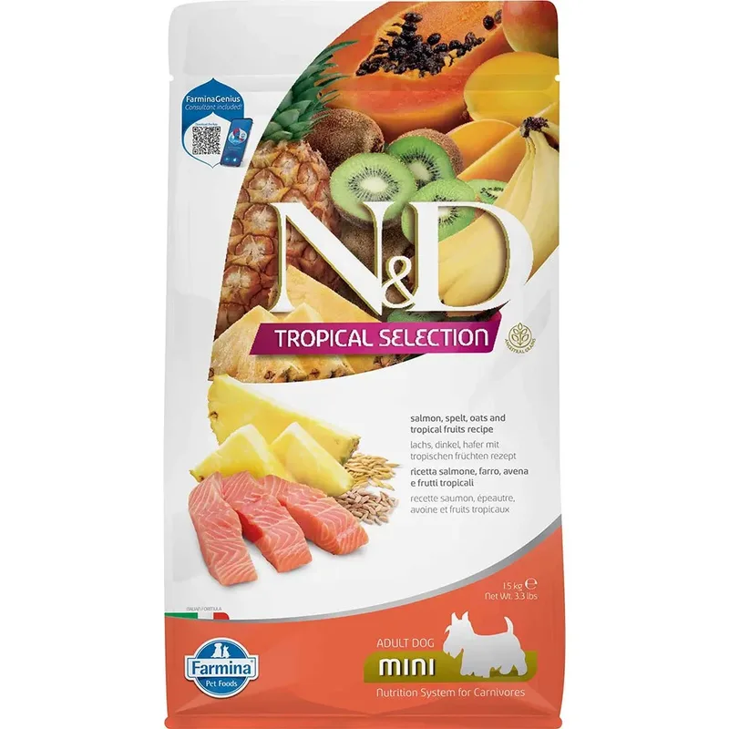 Tropical Selection Mini Zalm Hondenvoer 1.5kg von Farmina – Produktfoto