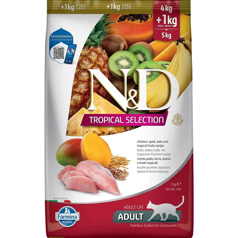 Tropische Selectie Kip 4+ Kattenvoer 1kg von Farmina – Produktfoto