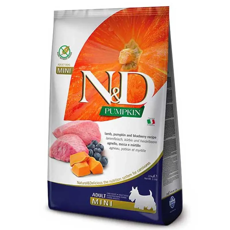 N&d Adulte Mini Citrouille Agneau Et Myrtille Nourriture Pour Chiens 7kg de Farmina – photo produit