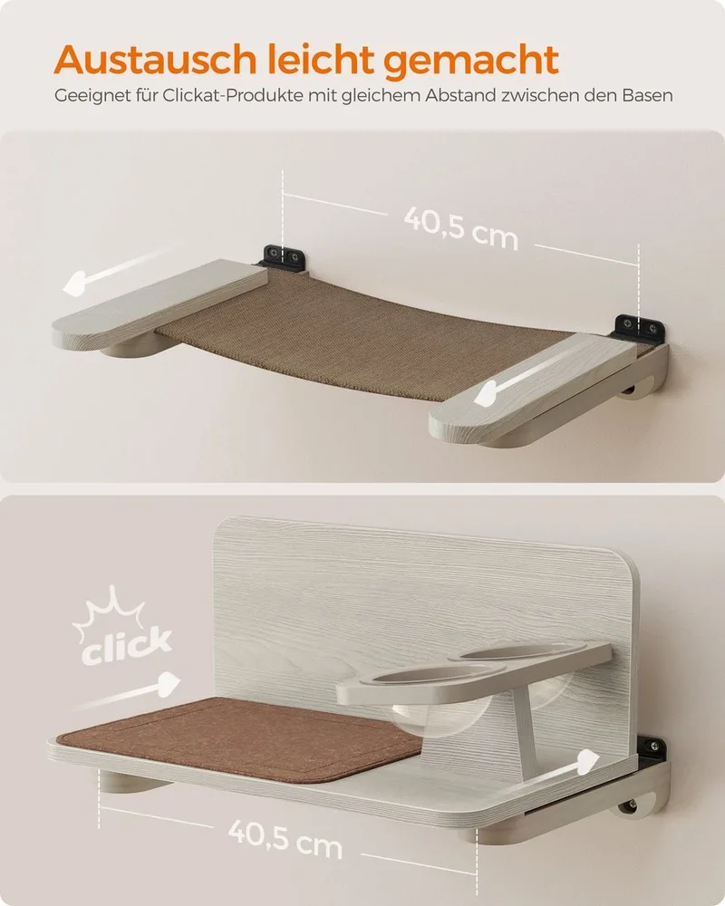 Clickat Kattenhangmat, Kattenbed voor aan de muur, Klimmuur voor katten, Vervangbaar en wasbaar weefseldeel, Ruimtebesparend, Makkelijk op te zetten en af te breken, Haverbruin-koffiebruin PCK001T66 von Feandrea in Koffiebruin – Produktfoto