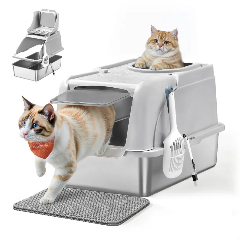 Edelstahl Katzentoilette XL mit Deckel 2 Eingängen by Feandrea in Regular – product photo