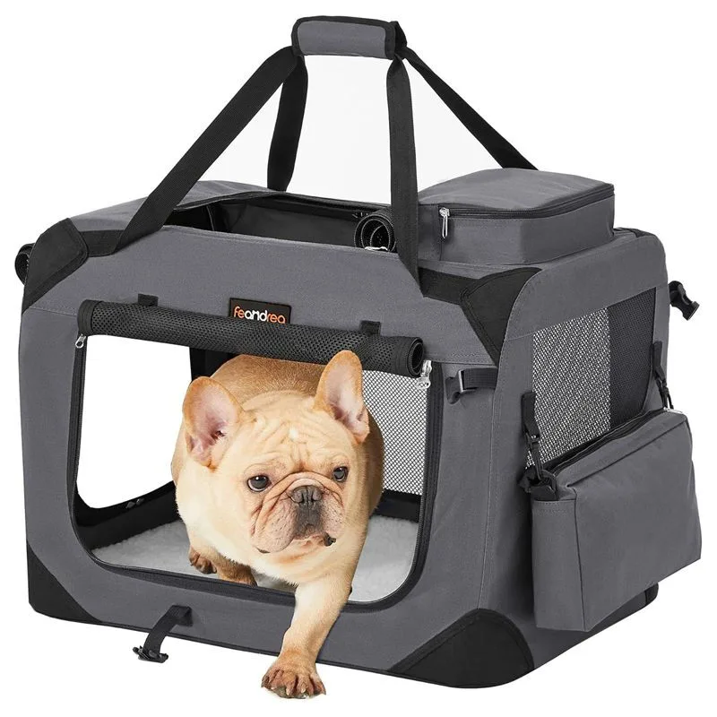 Euziel Faltbare Hundetransportbox - 60 x 42 x 42 cm - Grau van Feandrea – productfoto