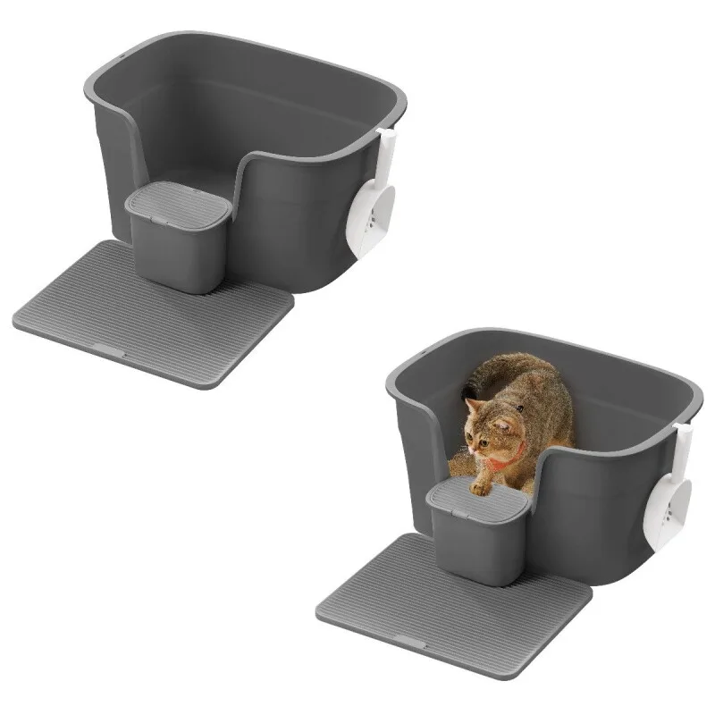 FEANDREA 2er Katzentoilette für große Katzen mit hohen Seitenwänden de Feandrea en Gris foncé, Regular – photo produit
