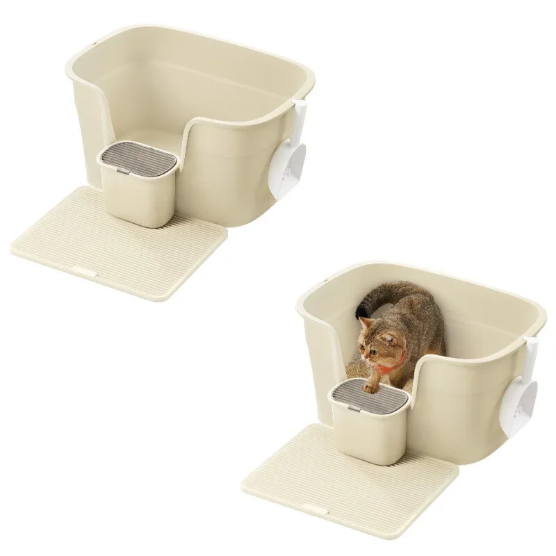 FEANDREA 2er Katzentoilette für große Katzen mit hohen Seitenwänden von Feandrea in Hellgelb, Regular – Produktfoto