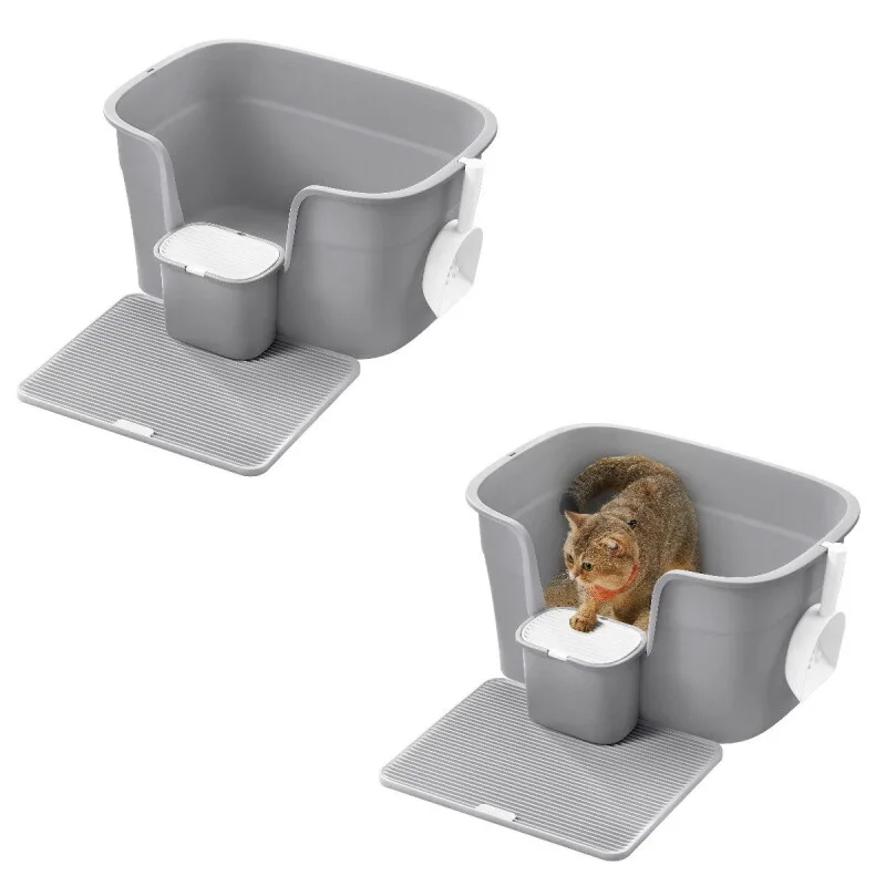 FEANDREA 2er Katzentoilette für große Katzen mit hohen Seitenwänden von Feandrea in Grau, Regular – Produktfoto