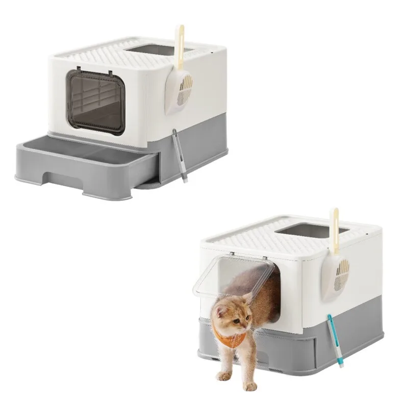 FEANDREA 2er Katzentoilette, mit Deckel weiß/ grau by Feandrea in White, Grey, Regular – product photo