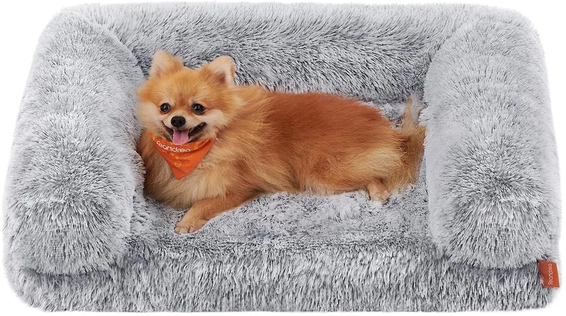 FluffyHug Hondenbed, Hondenkussen Maat M, Hondenmat voor Miniatuurhonden, Kleine Honden, Hondensofa met Gegolfd Schuim, Afneembare en Wasbare Hoes, 76 x 58 x 19 cm, Ombre PGW231G01V1 von Feandrea in Grau – Produktfoto