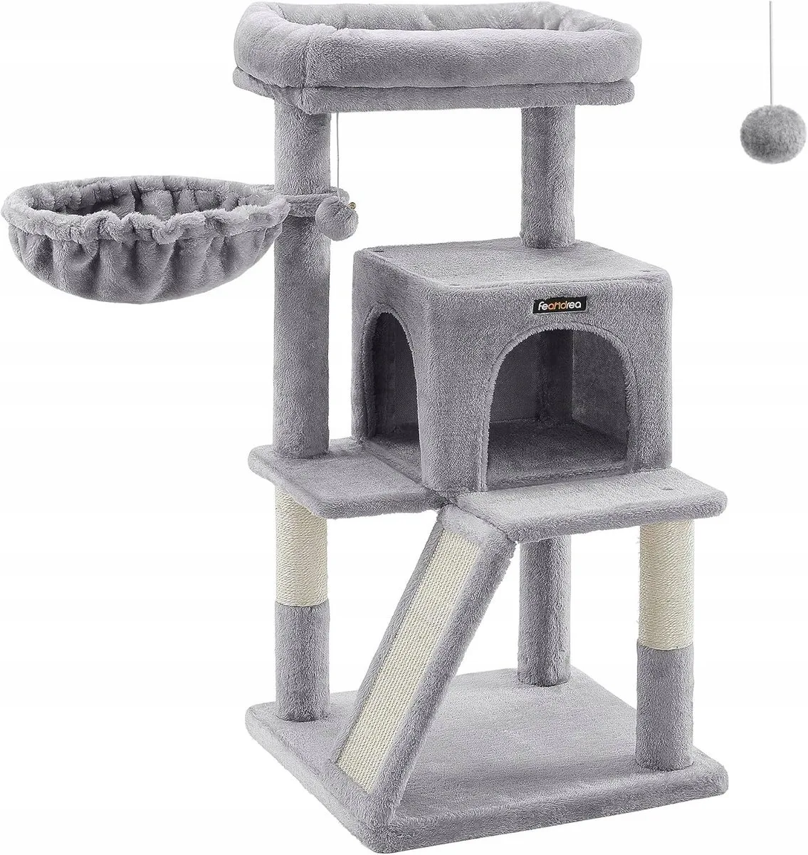 Grote Kattenkrabpaal met Huisje, Speelgoed en 3 Niveaus de Feandrea en Gris – photo produit
