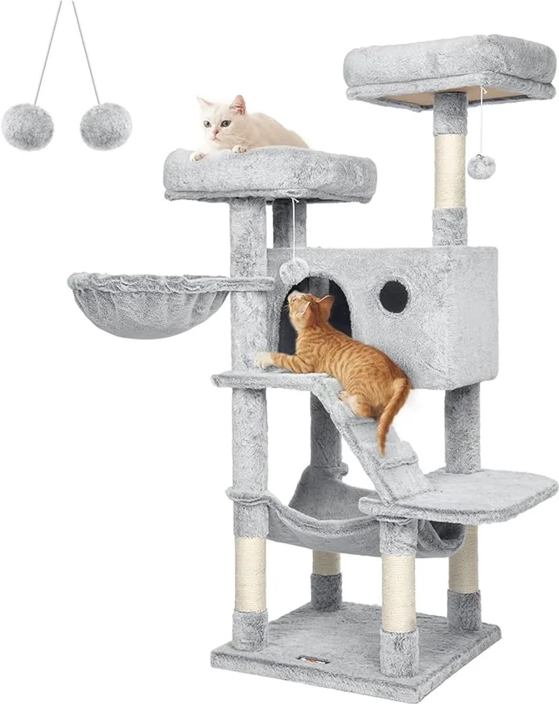 Grote krabpaal met zachte hoes voor grote katten Ombre Wit PCT162W01 by Feandrea in Grey – product photo