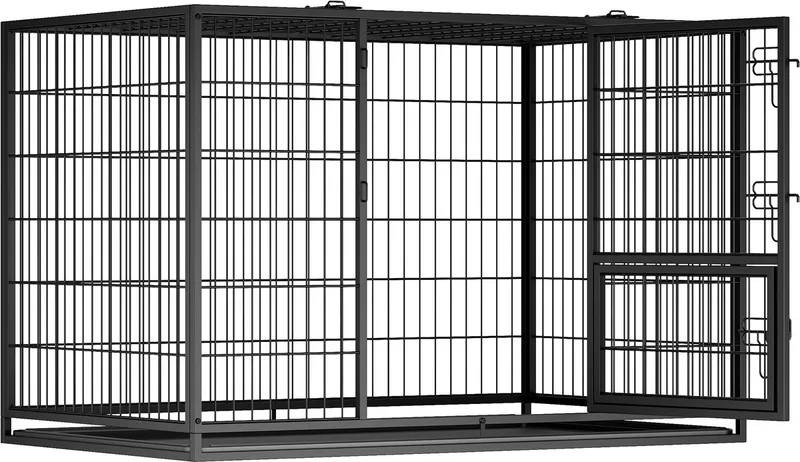 Hondenbench - Hondenbench met Dubbele Deuren - Gemakkelijk te Reinigen - Voor Grote en Middelgrote Honden von Feandrea in Schwarz – Produktfoto