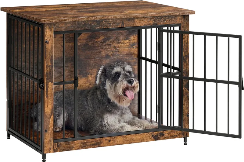 Hondenbench - Hondenbench voor Binnen - Stevige Hondebox - Met 2 Deuren de Feandrea en Wit-Bruin – photo produit