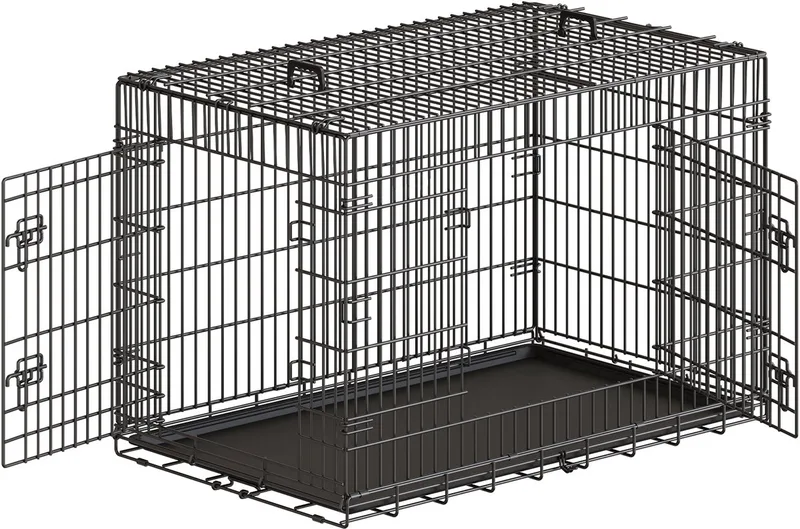 Hondenbench - Opvouwbare Hondenbench - Draagbaar - 2 Deuren - 122 x 74,5 x 80,5 cm de Feandrea en Noir – photo produit