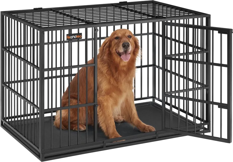 Hondenbench - Voor Middelgrote en Grote Honden - Uitneembare Bodem - Dubbele Deuren de Feandrea en Tintenzwart – photo produit