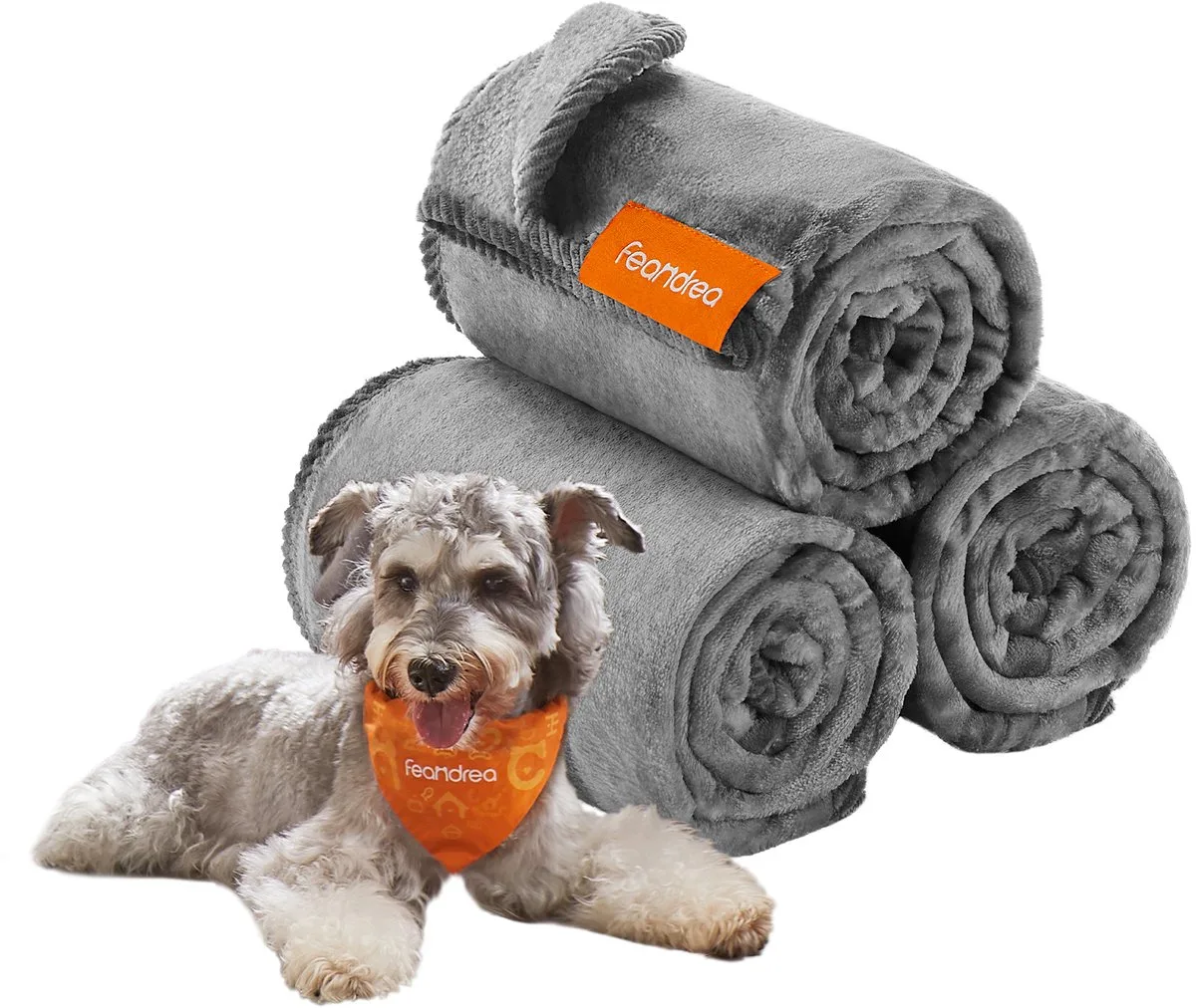 Hondendeken - Huisdierendeken Set van 3 - Wasbaar Flanel - Beschermt Bank en Meubels by Feandrea in Leigrijs – product photo