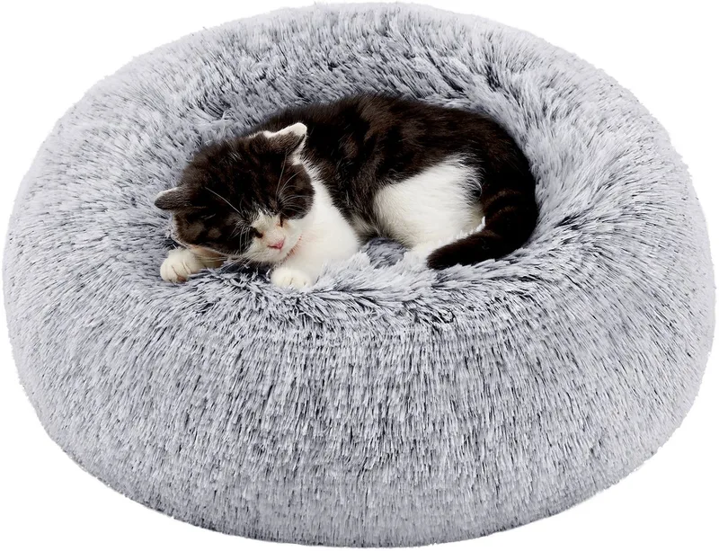 Hondenmand - Donut Huisdierbed voor Hond en Kat - Wasbaar - Uitneembare Vulling de Feandrea en Ombré-Grijs – photo produit