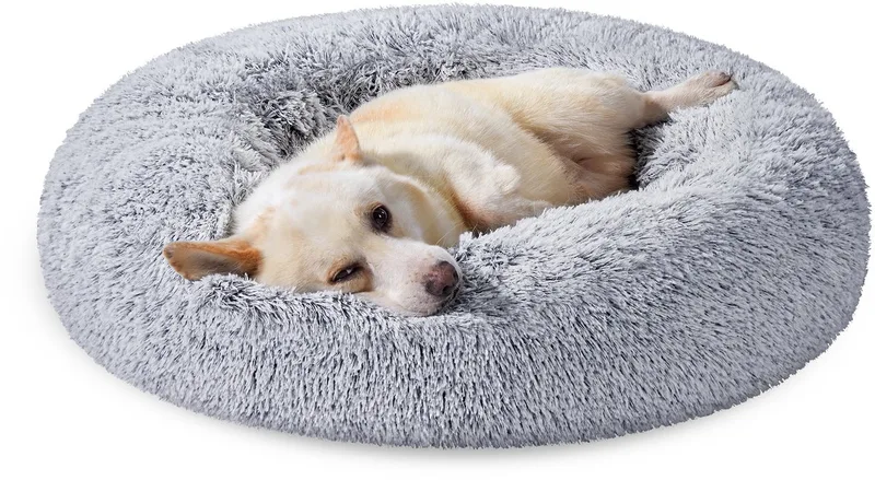 Hondenmand - Donut Huisdierbed voor Katten en Honden - Uitneembare Vulling - Wasbaar Pluche von Feandrea in Ombré-grijs – Produktfoto