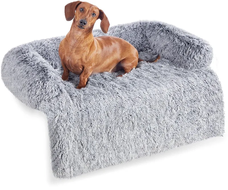 Hondenmand - FluffyHug Hondenbed Pluche - Sofa Bescherming - Voor Middelgrote Honden by Feandrea in Ombré-grijs – product photo
