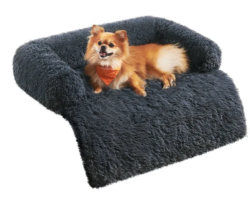 Hondenmand - FluffyHug Hondenbed Pluche - Sofa Bescherming - Voor Kleine en Middelgrote Honden de Feandrea en Gris foncé – photo produit