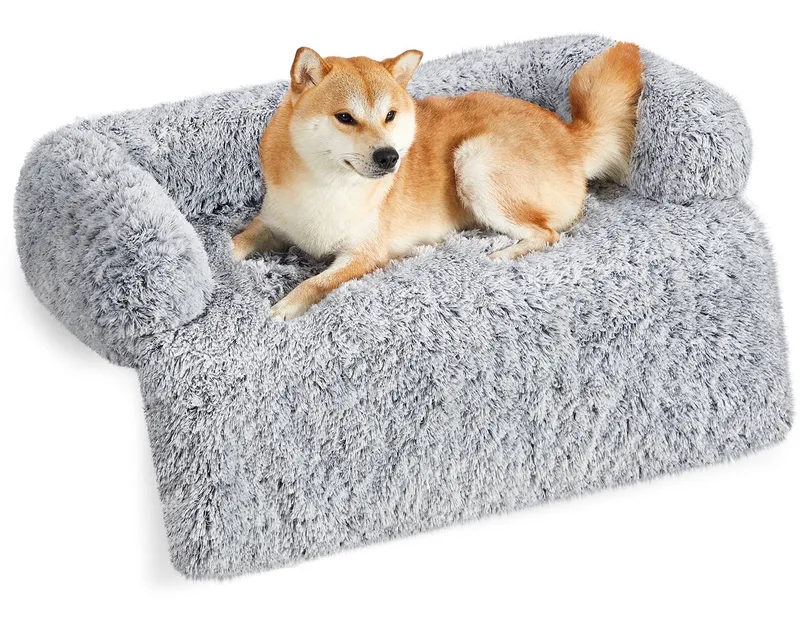 Hondenmand - FluffyHug Hondenbed Pluche - Sofa Bescherming - Voor Middelgrote en Grote Honden de Feandrea en Ombré-grijs – photo produit