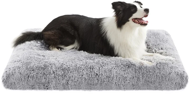 Hondenmand - Hondenbed met Lang Pluche - Zachte Vulling - Wasbaar de Feandrea en Ombré-grijs – photo produit