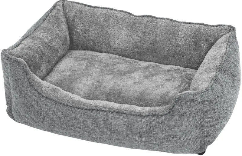Hondenmand - Hondenbed met Linnenlook - Verhoogde Randen - Afneembare en Wasbare Hoes by Feandrea in Light grey – product photo