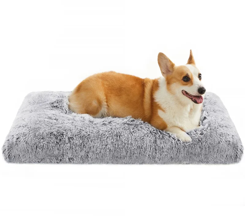 Hondenmand - Hondenbed met Zacht Kussen - Lange Pluche - Wasbaar en Multifunctioneel by Feandrea in Ombré-grijs – product photo