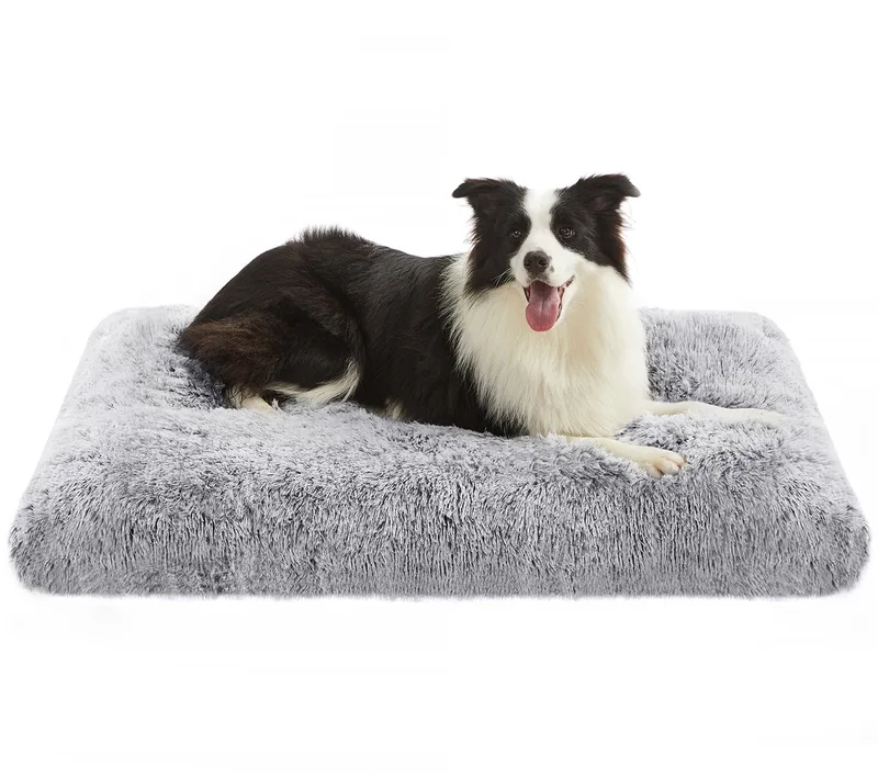 Hondenmand - Hondenbed met Zachte Vulling - Pluche Hondenmat - Wasbaar en Multifunctioneel de Feandrea en Ombré-grijs – photo produit
