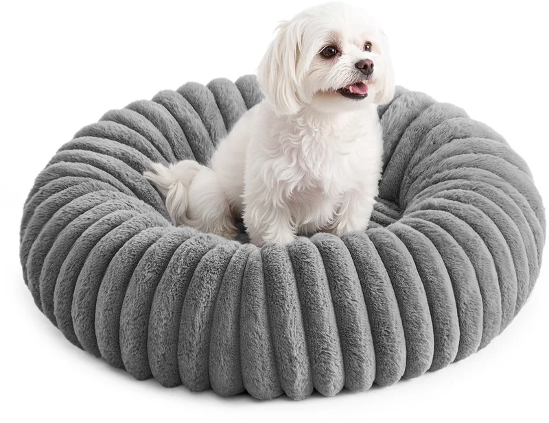 Hondenmand - Huisdierbed Donut Kussen - Wasbaar - Zachte Vulling - Antislip von Feandrea in Grau – Produktfoto