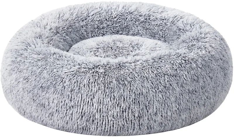 Hondenmand - Huisdierenbed Donut Vorm - Wasbaar - Uitneembare Vulling - Zacht Pluche de Feandrea en Gris – photo produit
