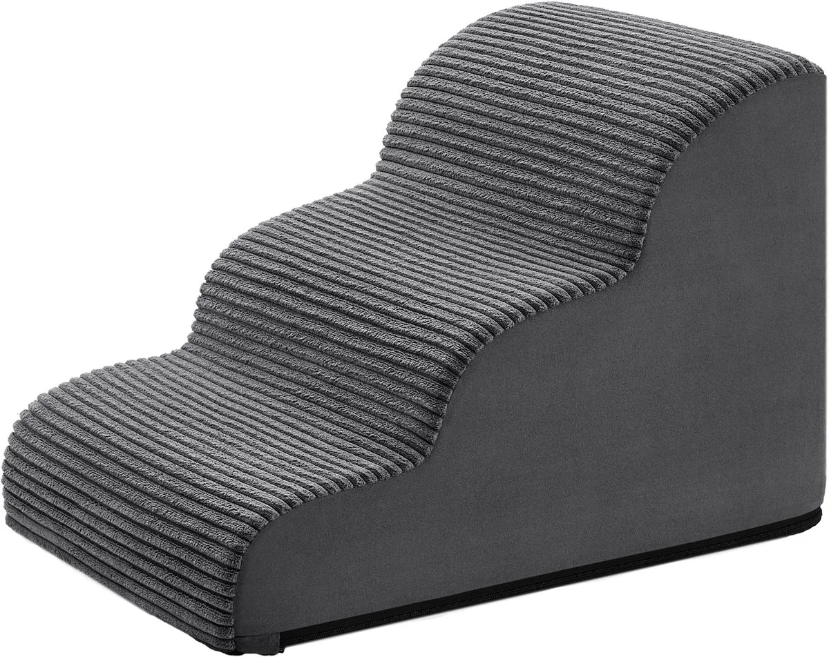 Hondentrap - Hondentrapje voor Honden - Met 3 Treden - Antislip - Afneembare en Wasbare Hoes by Feandrea in Leigrijs – product photo