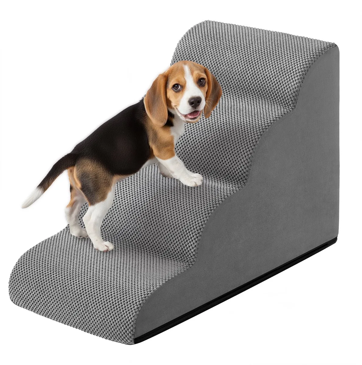 Hondentrap - Hondentrapje voor Honden - Met 4 Treden - Antislip - Afneembare Wasbare Hoes by Feandrea in Leigrijs – product photo