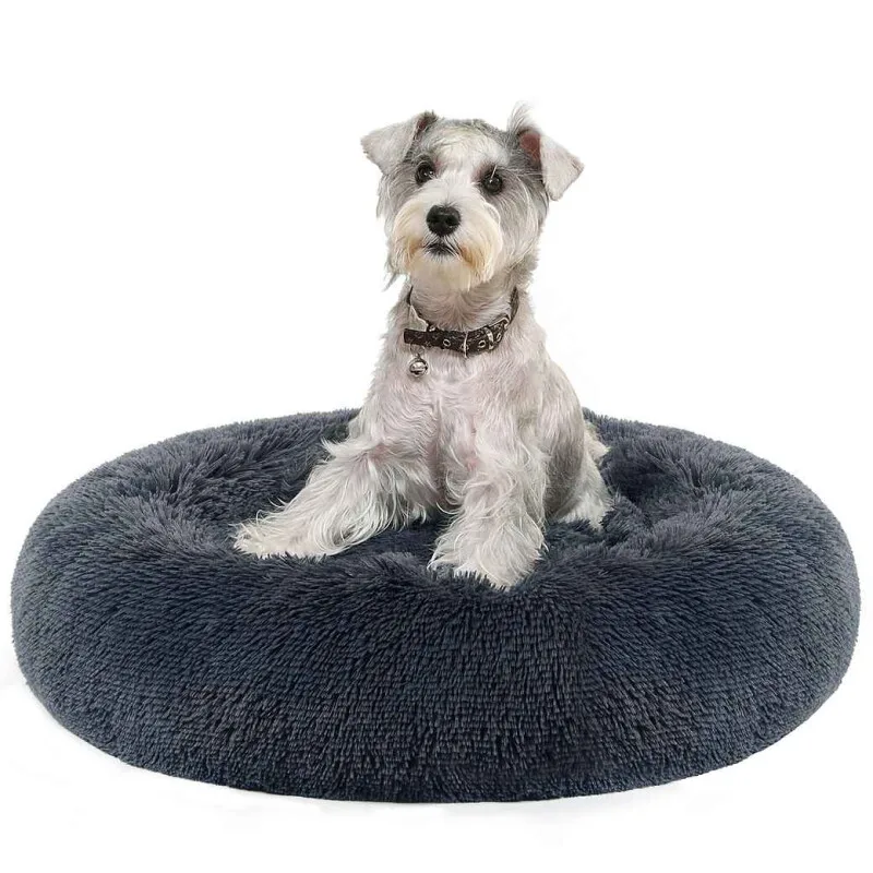 Hundebett, Donut Kissen, waschbar, herausnehmbar, langer Plüsch, L-XXXL L von Feandrea in Schiefergrau, Regular – Produktfoto