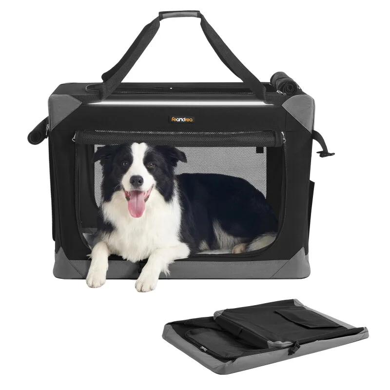Hundebox faltbar, tragbar, Oxford-Gewebe, 4 Türen, mit Griffen und Seitenfach M-XXL de Feandrea en Regular – photo produit