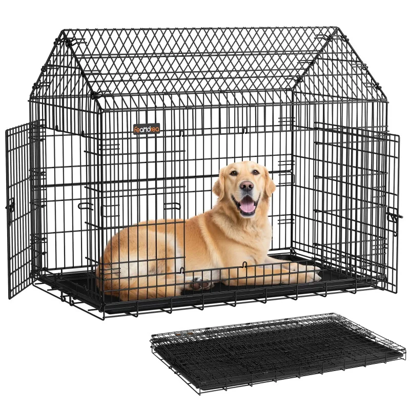 Hundekäfig faltbar mit DoppeltürXXL 120 x 72,5 x 109 cm von Feandrea in Regular – Produktfoto