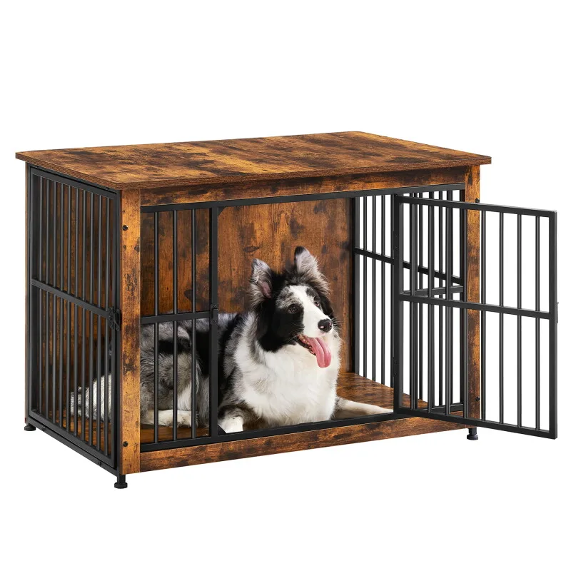 Hundekäfig Möbel Beistelltisch hochbelastbar Braun Grau braun von Feandrea in Braun, Regular – Produktfoto
