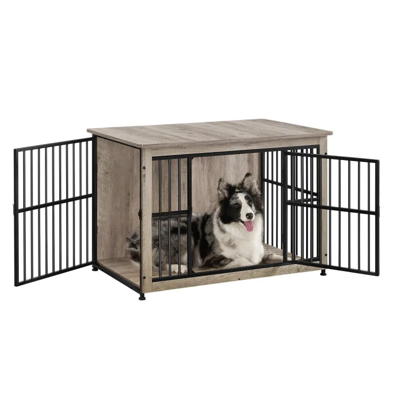 Hundekäfig Möbel Beistelltisch hochbelastbar Braun Grau grau von Feandrea in Grau, Regular – Produktfoto