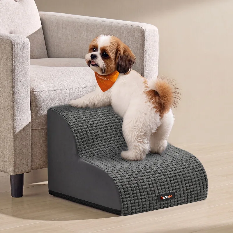 Hundetreppe, 2/3/4/5 Stufen, Sanfte Neigung, Schaumstoff Treppenhilfe für Hunde/Katzen M van Feandrea in Donkergrijs, Regular – productfoto