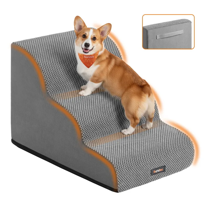 Hundetreppe, 2/3/4Stufen, Waffelcord, wasserdicht, rutschfest, abnehmbarer waschbarer Bezug von Feandrea in Regular – Produktfoto