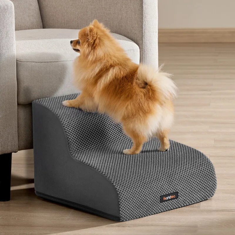 Hundetreppe, 2/3/4Stufen, Waffelcord, wasserdicht, rutschfest, abnehmbarer waschbarer Bezug von Feandrea in Regular – Produktfoto