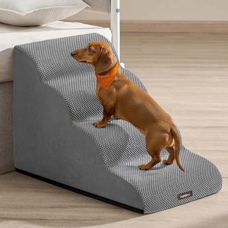 Hundetreppe, 2/3/4Stufen, Waffelcord, wasserdicht, rutschfest, abnehmbarer waschbarer Bezug von Feandrea in Regular – Produktfoto