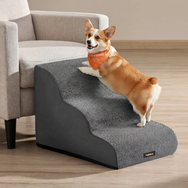 Hundetreppe, 2/3/4Stufen, Waffelcord, wasserdicht, rutschfest, abnehmbarer waschbarer Bezug von Feandrea in Regular – Produktfoto