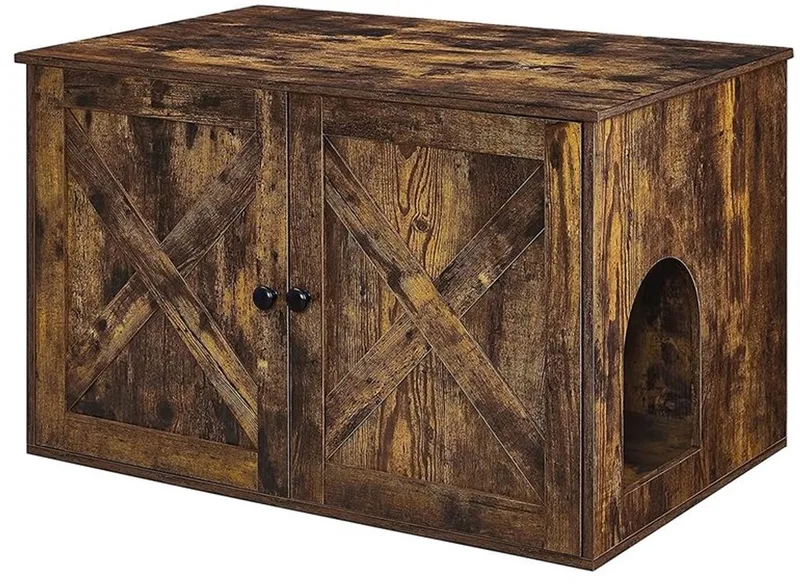 Kattenbak kast - Kattenbak ombouw - Kattenhuis - Kattenbakcontainer - Kattenmeubel - 80 x 53 x 49.2 cm - Bruin by Feandrea in Black – product photo