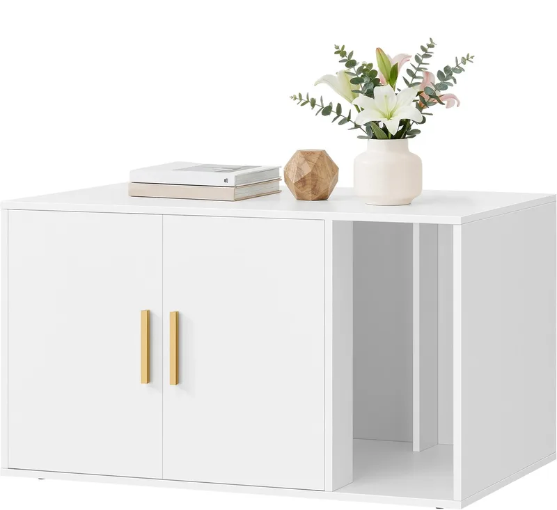 Kattenbak - Kattenbak Kast - Bijzettafel - 80cm de Feandrea en Blanc – photo produit