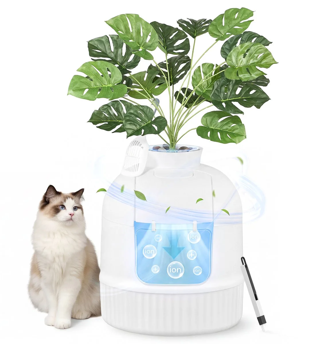 Kattenbak - Verborgen Kattenbak - met Deur - met Bloempot - Met Filter voor Woonkamer van Feandrea in Wit – productfoto
