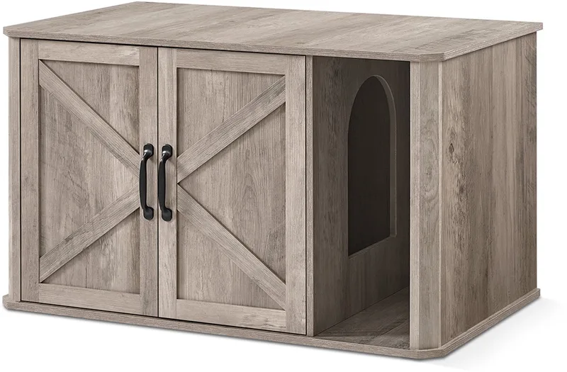 Kattenhuis – Dubbele deuren – Met handgrepen – Greige melange de Feandrea – photo produit